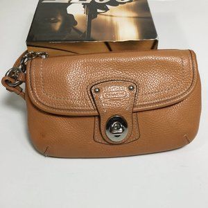 Coach Pebbled Leather Turn Lock Clutch Wristlet